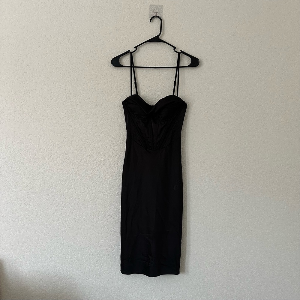 Heiress Black Corset Midi Dress | Size: XS